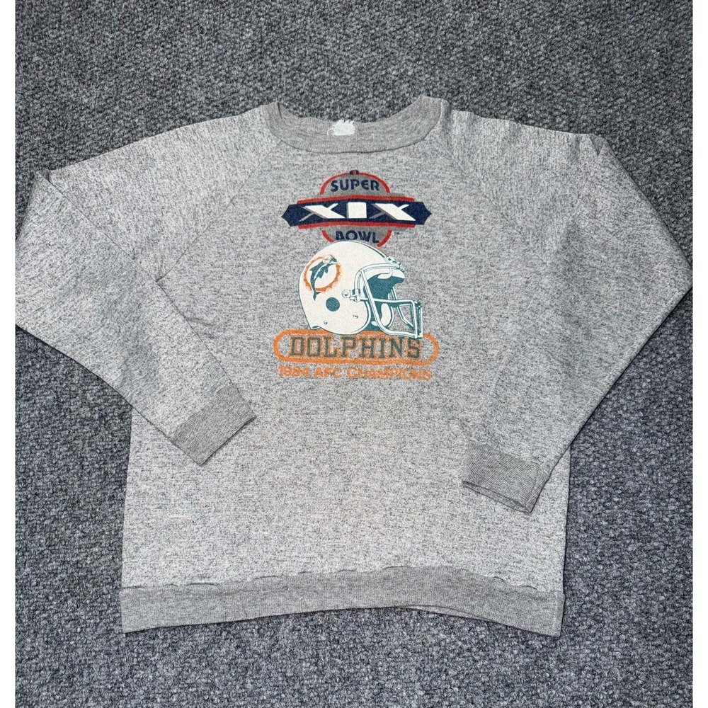 Vintage 1984 Miami Dolphins Super Bowl XIX‎ Sweatshirt Gray Size Extra Large